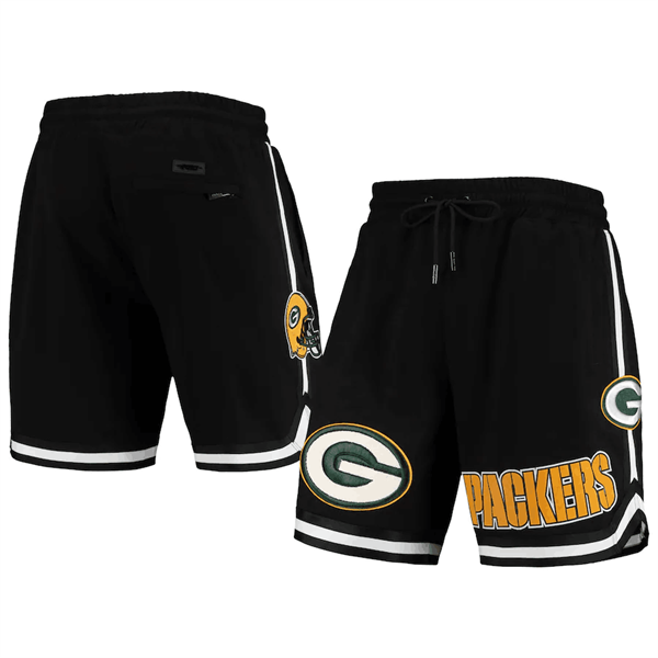 Men's Green Bay Packers Black Shorts - Click Image to Close